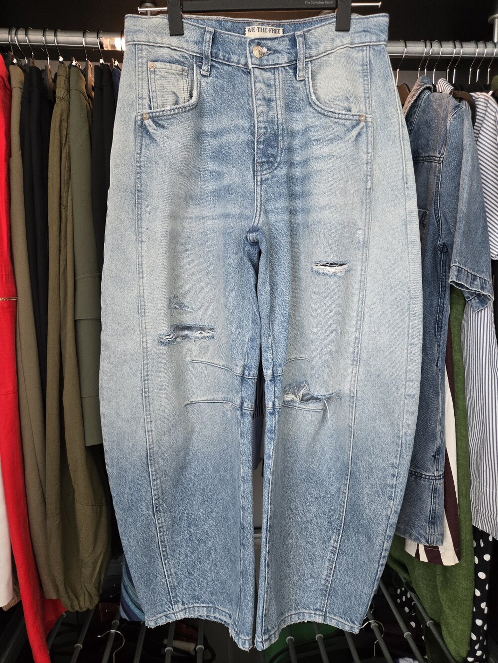 We The Free Light Blue Distressed High-Rise Jeans - Women's